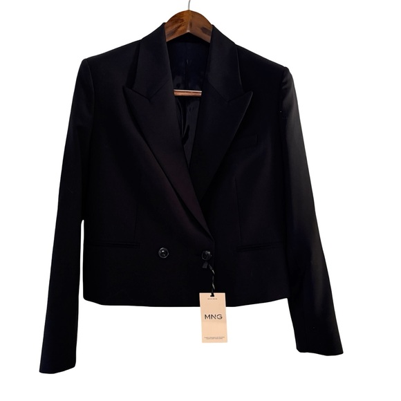 MANGO Black Cropped Blazer – Short Lapels (NWT) - Picture 4 of 14